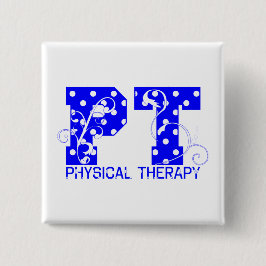 Bóton Quadrado 5.08cm bolinhas brancas azul