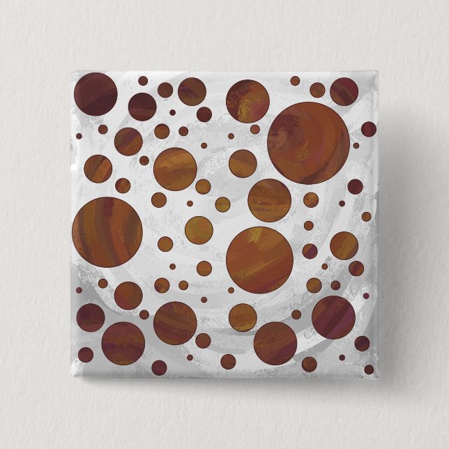 Bóton Quadrado 5.08cm Bolinhas de Sujidade de Chocolate Carmel (Frente)