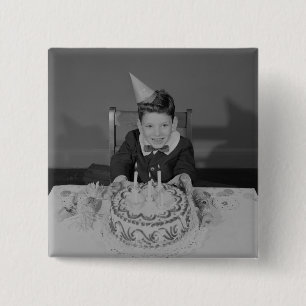 Bóton Quadrado 5.08cm Bolo de aniversário