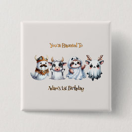 Bóton Quadrado 5.08cm Bom aniversário do Halloween