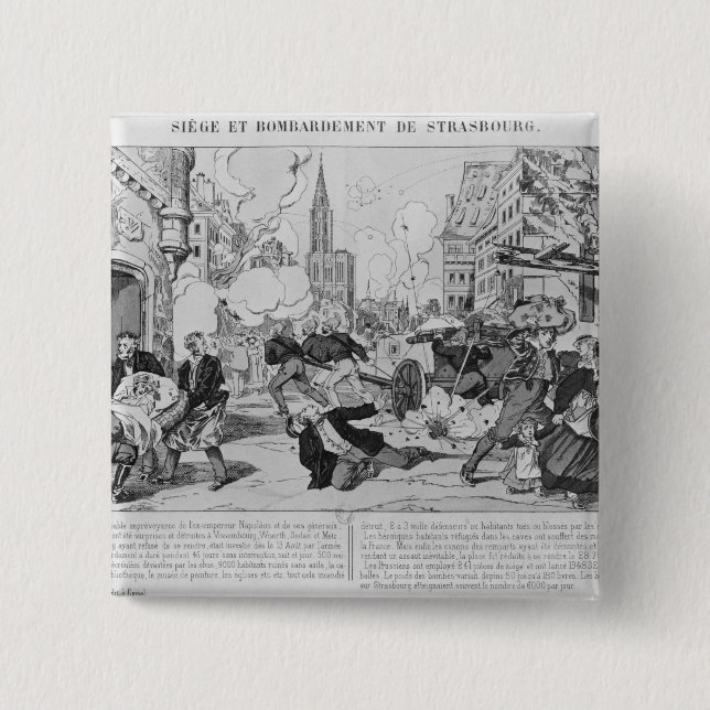 Bóton Quadrado 5.08cm Bombardeio e cerco de Strasbourg (Frente)