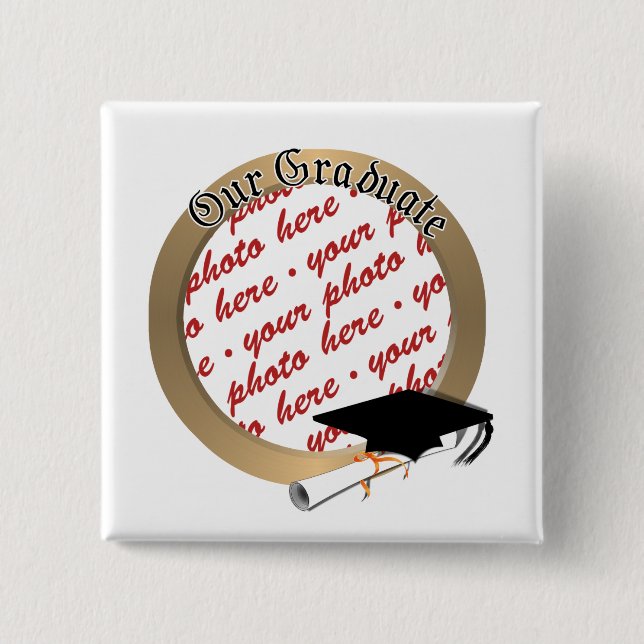 Bóton Quadrado 5.08cm Boné de formatura c/Quadro Dourado (Frente)