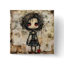 Boneca assustadora com coração