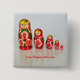 Bóton Quadrado 5.08cm Bonecas Matryoshka russas