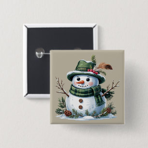 Bóton Quadrado 5.08cm Boneco de Neve de Natal Estação de Inverno Feriado