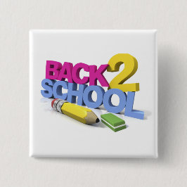 Bóton Quadrado 5.08cm bonito colorido de volta ao botão da escola