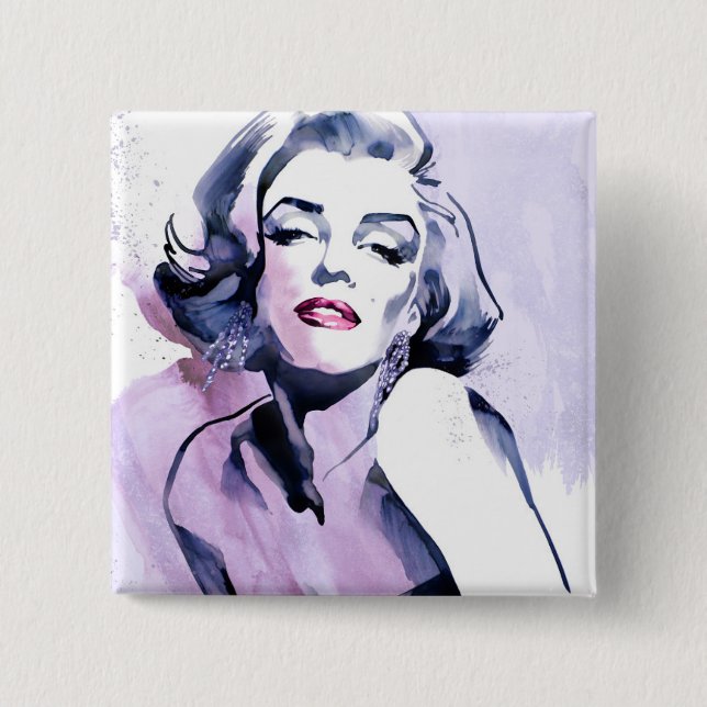 Bóton Quadrado 5.08cm Bonito em Roxo (Frente)