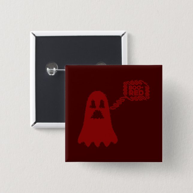 Bóton Quadrado 5.08cm Boo-Red Button (Frente & Verso)