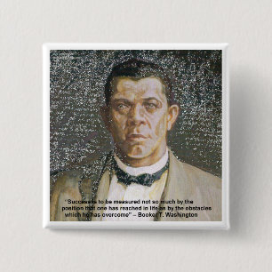 Bóton Quadrado 5.08cm Booker T Washington & Citação de Sucesso