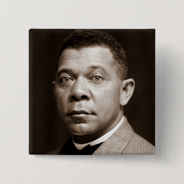 Bóton Quadrado 5.08cm Booker Washington: Educador Afro-Americano (Frente)