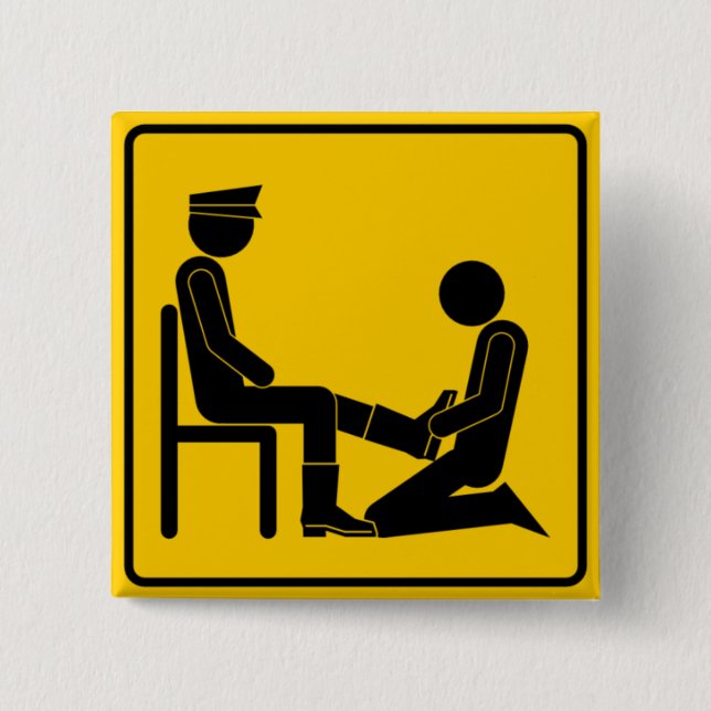 Bóton Quadrado 5.08cm bootblack de advertência adiante (Frente)