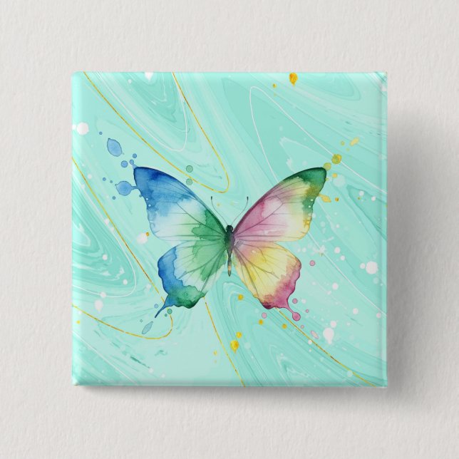 Bóton Quadrado 5.08cm Borboleta (Frente)