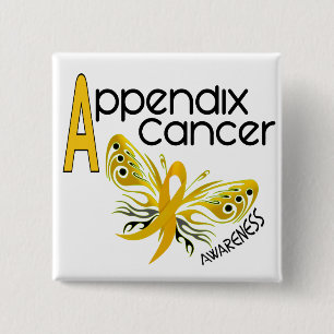 Bóton Quadrado 5.08cm BORBOLETA 3,1 do cancer do apêndice