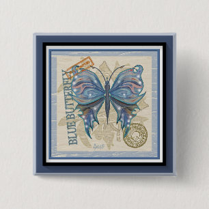 Bóton Quadrado 5.08cm Borboleta do gabinete de criação G