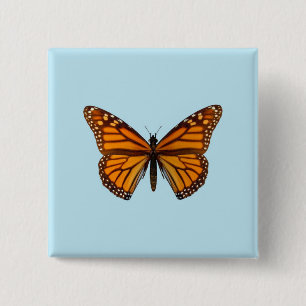 Bóton Quadrado 5.08cm Borboleta Monarca