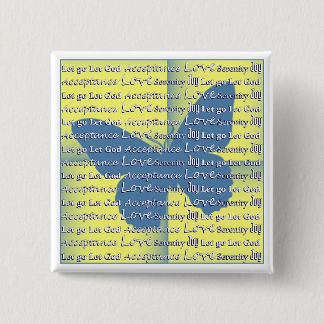 Bóton Quadrado 5.08cm Borboleta Slogan (Frente)