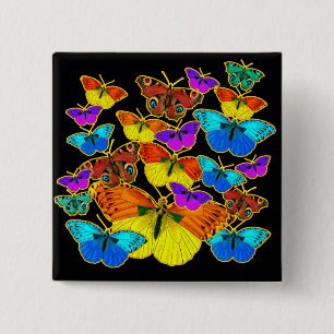 Bóton Quadrado 5.08cm Borboletas! Borboletas! Botão