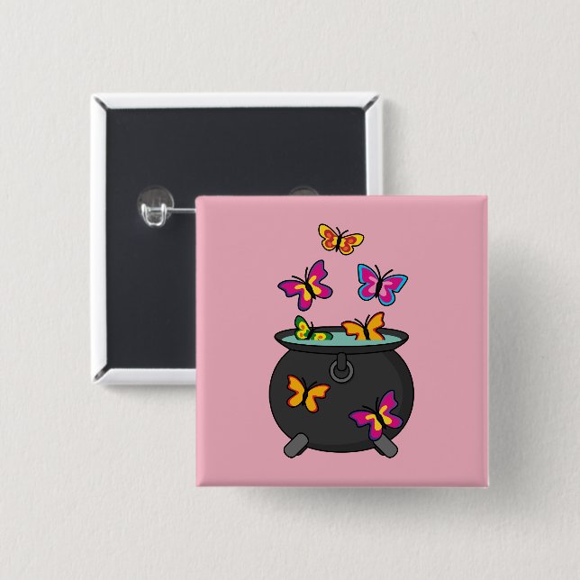 Bóton Quadrado 5.08cm Borboletas mágicas de caldeirão (Frente & Verso)