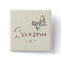 Borboletas Padrinho de casamento creme pino de cas