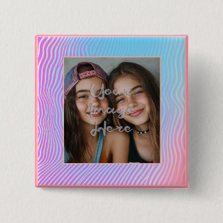 Bóton Quadrado 5.08cm Borda de Foto de Strike de Vaporwave em Pastel em