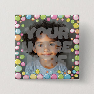 Bóton Quadrado 5.08cm Borda do Quadro de Bolhas de Pastel Divertido Colo