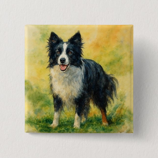 Bóton Quadrado 5.08cm Border Collie (Frente)