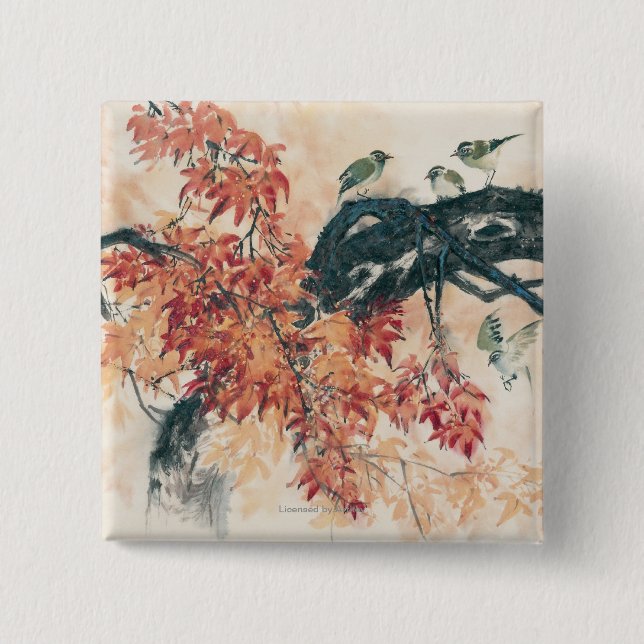 Bóton Quadrado 5.08cm Bordos vermelhos (Frente)