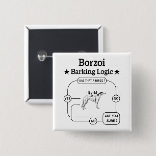 Bóton Quadrado 5.08cm Borzoi Barking Logic Funny Dog Owner Sarcástico
