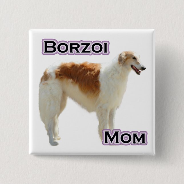 Bóton Quadrado 5.08cm Borzoi Mãe 4 - Botão (Frente)