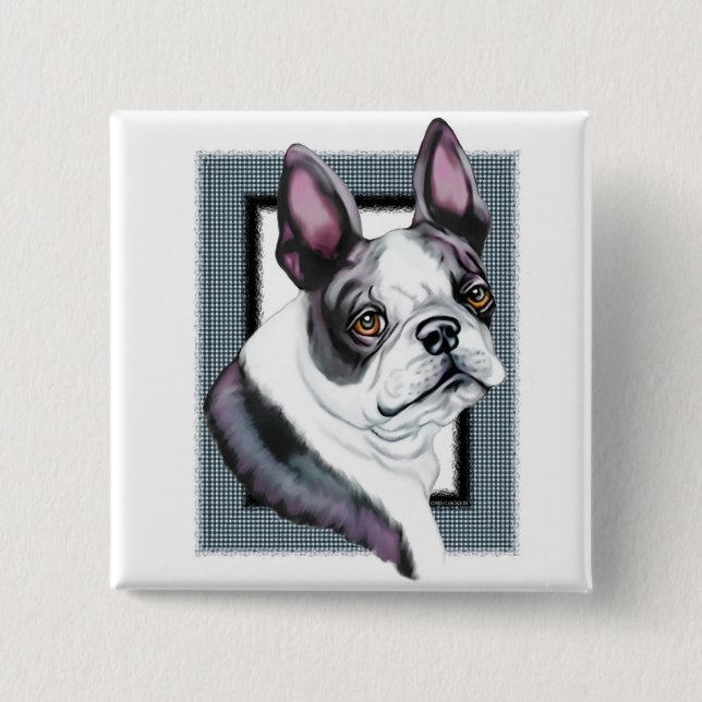 Bóton Quadrado 5.08cm Boson Terrier Boston Style (Frente)