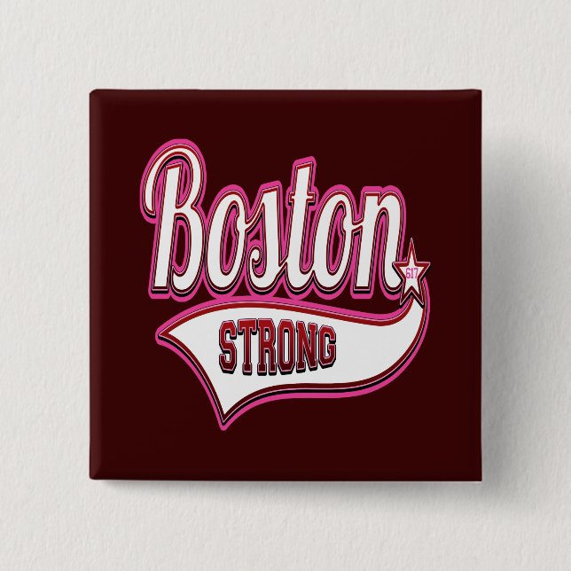 Bóton Quadrado 5.08cm Boston forte no rosa (Frente)