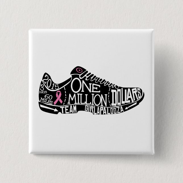 Bóton Quadrado 5.08cm " botão 2x2 quadrado (Frente)