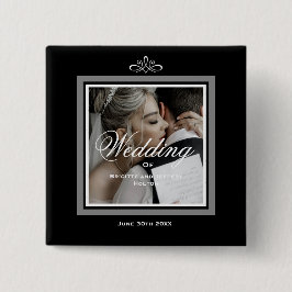 Bóton Quadrado 5.08cm Botão 50º aniversário de casamento preto