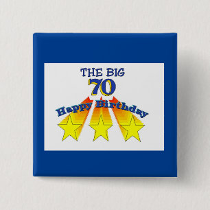 Bóton Quadrado 5.08cm Botão 70 de Feliz Aniversário