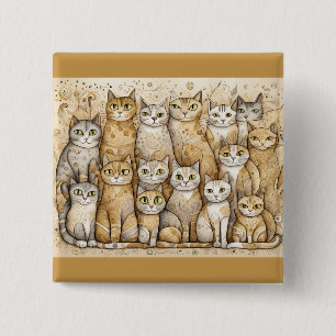 Bóton Quadrado 5.08cm botão acalmando gatos