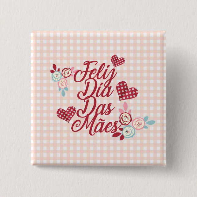 Bóton Quadrado 5.08cm Botão adorável do Pin do diâmetro DAS Mães | de (Frente)