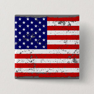 Bóton Quadrado 5.08cm Botão afligido da bandeira americana