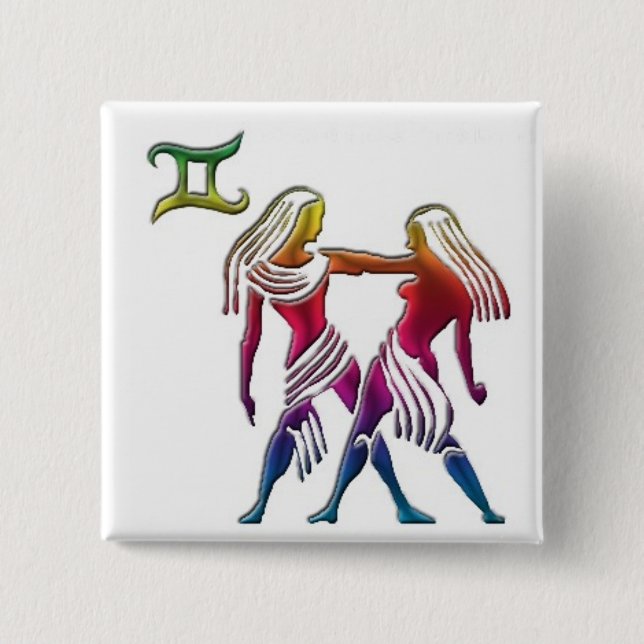 Bóton Quadrado 5.08cm Botão alegre dos Gêmeos (Frente)