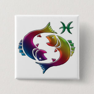 Bóton Quadrado 5.08cm Botão alegre dos peixes