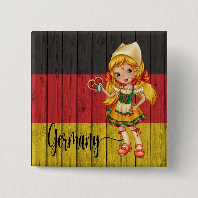 Bóton Quadrado 5.08cm Botão Alemanha (Frente)