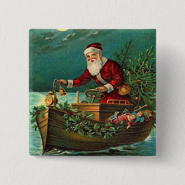 Bóton Quadrado 5.08cm Botão alemão do Natal do papai noel (Frente)