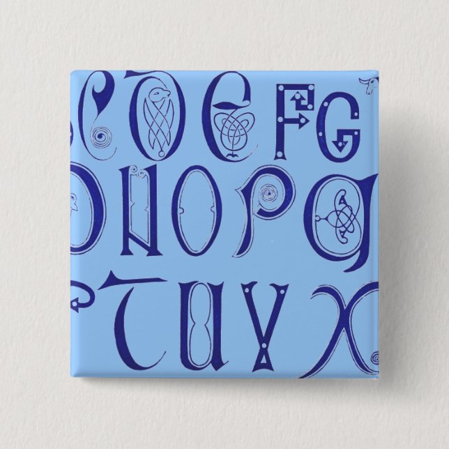 Bóton Quadrado 5.08cm Botão Alfabeto (Frente)