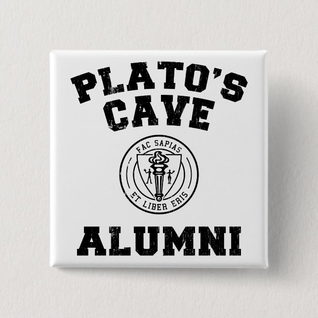 Bóton Quadrado 5.08cm Botão Alumino da Caverna de Platão (Frente)