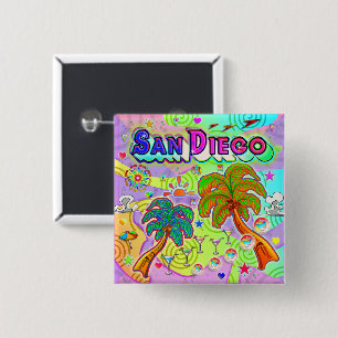 Bóton Quadrado 5.08cm Botão Alvo de Férias San Diego