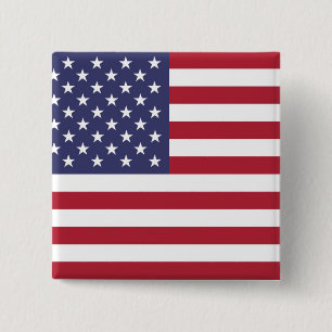 Bóton Quadrado 5.08cm Botão American United States Flag Square