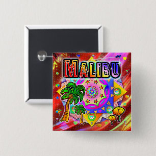 Bóton Quadrado 5.08cm Botão Amigos Tropicais Malibu