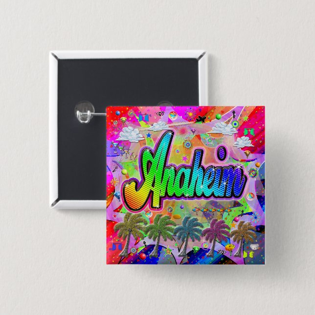 Bóton Quadrado 5.08cm Botão Anaheim Vista Express (Frente & Verso)