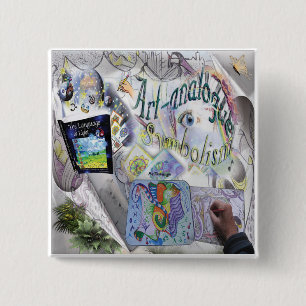 Bóton Quadrado 5.08cm Botão Analógico de Arte