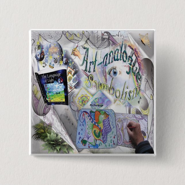 Bóton Quadrado 5.08cm Botão Analógico de Arte (Frente)