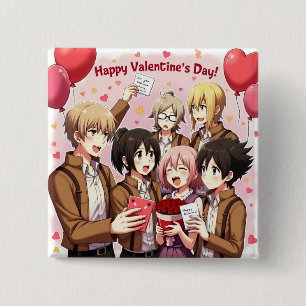 Bóton Quadrado 5.08cm BOTÃO ANIME DO dia de os namorados